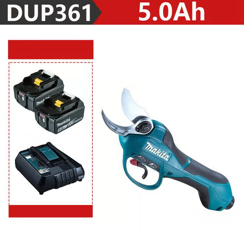 [Makita DUP361PT2 Záhradné nožnice 1000W+ Dve 5,0Ah batérie 36V+ nabíjačka] Výdrž batérie 6 hodín.