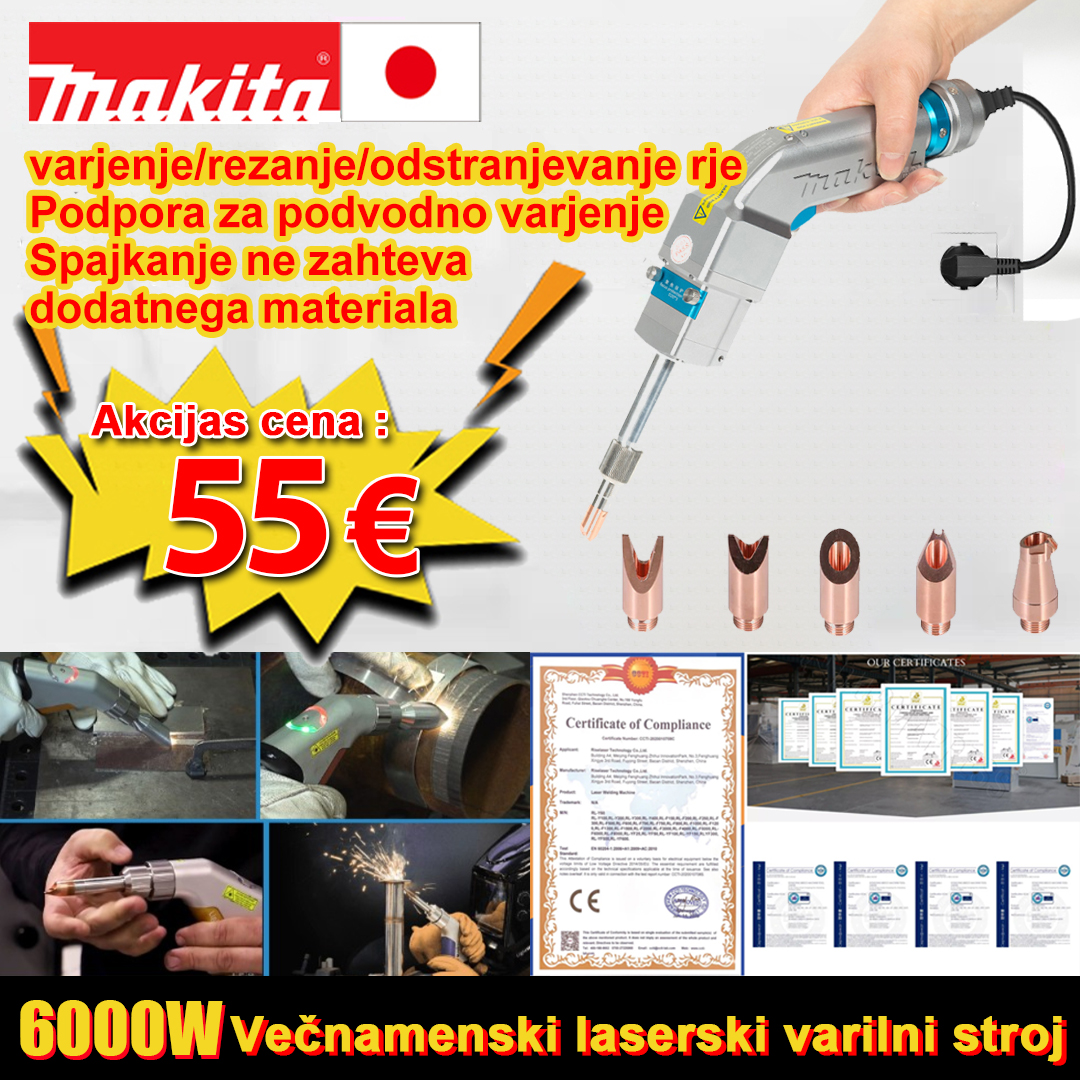 Večnamenski laserski gorilnik z močjo 6000 W (zlato/srebro/baker/železo/aluminij/nerjaveče jeklo) Debelina varjenja 0–10 mm (varjenje/rezanje dva v enem)-€ 55